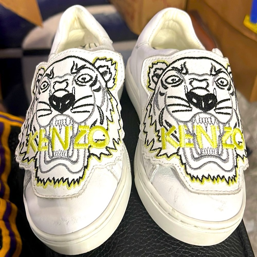 Kenzo Tiger Leather Kids Logo Sneakers